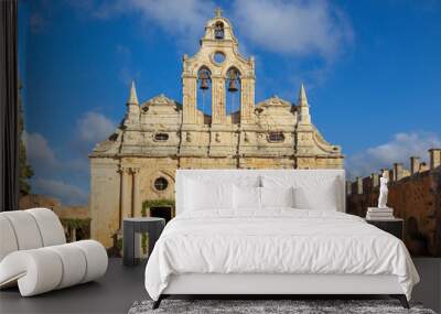 Europe, Greece, Crete, Rethymno. Venetian Baroque, 16th C. Eastern Orthodox Monastery.  The Holy Monastery of Arkadi. Wall mural