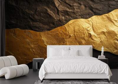 Background of gold and black paper with space available for text or image Wall mural