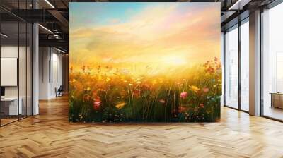 Bright Meadow Sunsest Wall mural