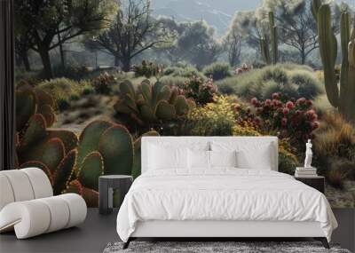 Cactus Plant In Garden Wall mural