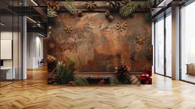 Christmas frame crafted from industrial materials Wall mural