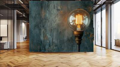 Stylish vintage lamp on gray backdrop with copy space for modern interiors Wall mural