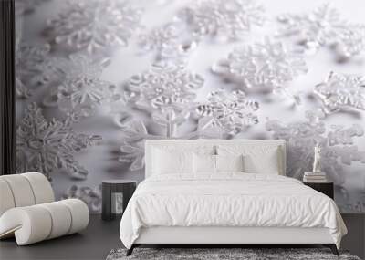 White ice crystal snowflakes assortment Wall mural