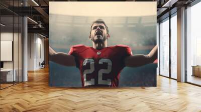 American Football Player Celebrates Wall mural