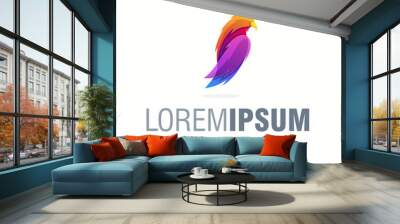 Colorful Bird Vector Logo Design. Origami Wing Bird Logo Template. Wall mural