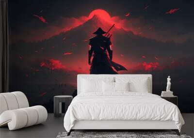 Samurai, Generative AI, Illustration Wall mural