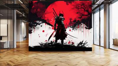 Samurai, Generative AI, Illustration Wall mural