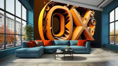 a three dimensional anime style logo with the letters O and X  Wall mural