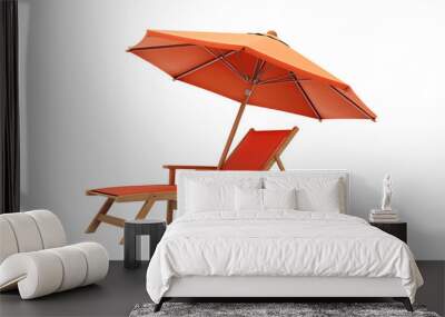 beach lounge chair umbrella isolated on transparent background Wall mural