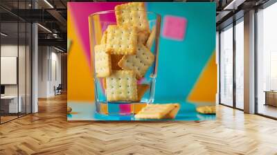 crackers in a glass isolated on colorful background Wall mural