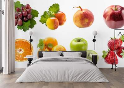 fresh fruits and vegetables isolated on transparent background Wall mural