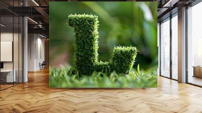 Grass alphabet letter L isolated on grass background Wall mural