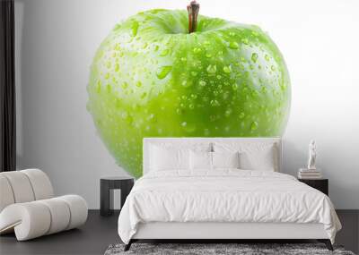 Green juicy apple isolated on transparent background Wall mural