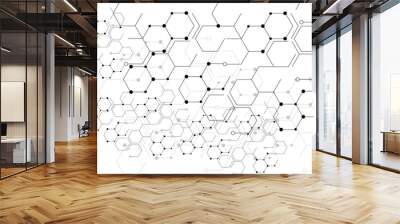 Hexagon geometric chemical pattern design,Connected hexagons background Wall mural