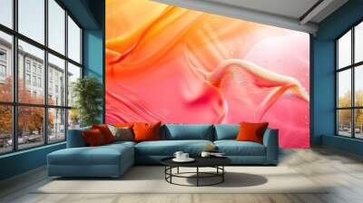 Juicy peach juice abstract, flowing soft pink and orange gradients with liquid textures Wall mural