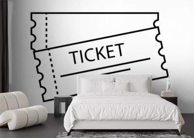 Outline ticket icon with barcode Wall mural