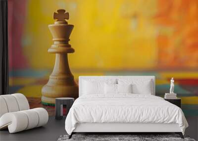 Pawn piece wants to be king isolated on colorful background Wall mural