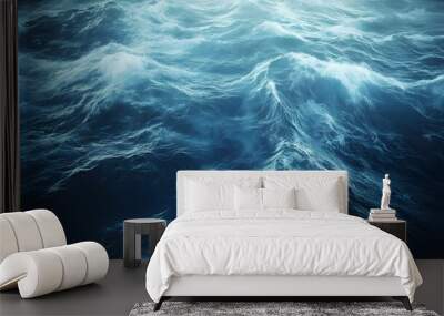 Pure blue ocean water waves with light reflection Wall mural