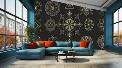 Sacred geometry outline shapes vector set Wall mural