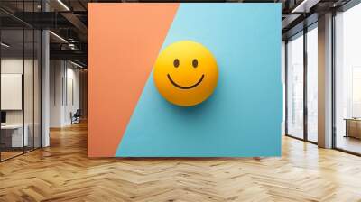 simple happy emoticon isolated on colorful background Wall mural