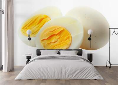 Sliced soft boiled eggs isolated on transparent background Wall mural