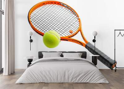 Tennis racket and ball isolated on transparent background Wall mural