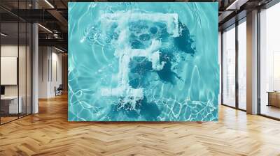 Uppercase letter F made by water isolated on swimming pool background Wall mural