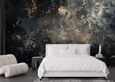 Vintage abstract black wallpaper with old grungy text Wall mural