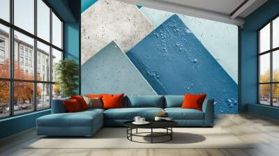 geometric concrete design moodboard color palette blue texture background Wall mural