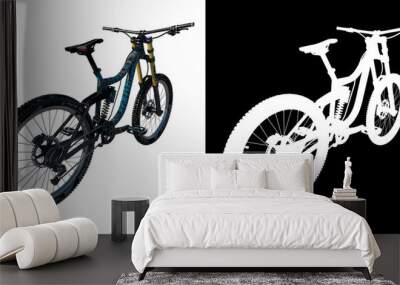 Extreme sports bike 1- Perspective B view white background alpha png 3D Rendering Ilustracion 3D Wall mural