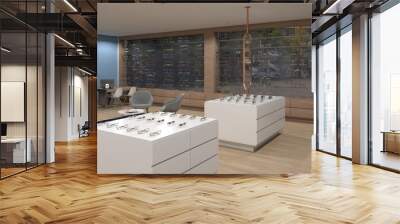 interior design of an optician and glasses store 3 3D rendering 3D illustration 3D art Wall mural