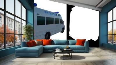 Police Van 1- Perspective B view white background alpha png 3D Rendering Ilustracion 3D	
 Wall mural