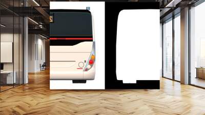 Urban Bus 2- Back view white background alpha png 3D Rendering Ilustracion 3D Wall mural