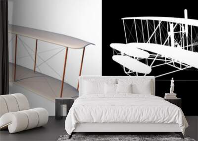 Wright Flyer 1- Perspective B view white background alpha png 3D Rendering Ilustracion 3D Wall mural