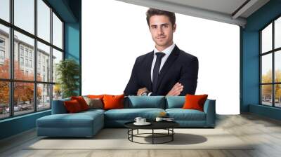 A young portrait businessman on the transparent background Wall mural