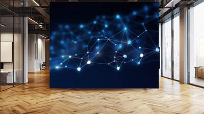 Abstract futuristic network technology on dark blue Wall mural