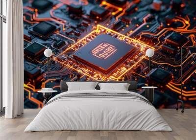 Artificial intelligence microchip CPU process Wall mural