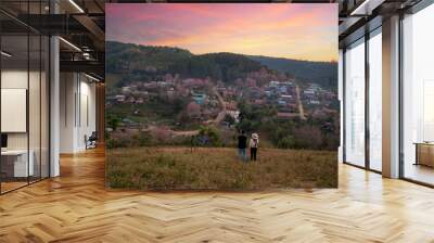 Ban Rong Kla Village, Phitsanulok Thailand Aerial view beautiful landscape Wall mural