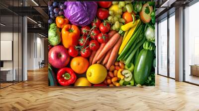 Colorful vegetables and fruits vegan food Wall mural