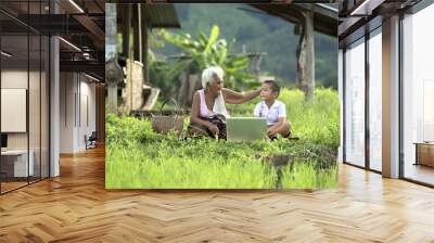 Education Grandmother and grandson Wall mural