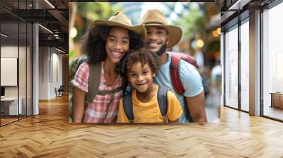 Family enjoying a day out together Wall mural