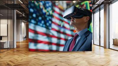 Investors using virtual reality to explore global market opportunities Wall mural