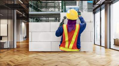 man working masonry in site construction are worker professional about mason Wall mural