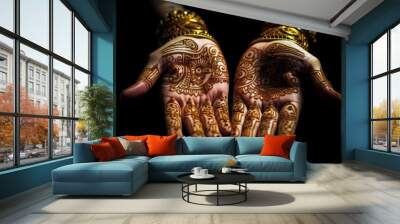 Mehna tattoo on hands culture of India Wall mural