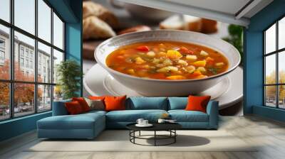 vegetable soup with meatballs Wall mural