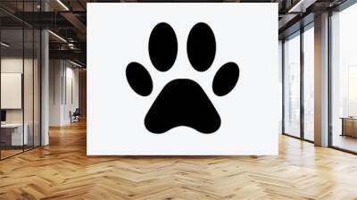 Animal paw print silhoutte icon, Vector Wall mural