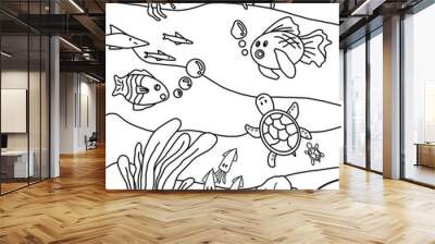 set of fish coloring sheet Wall mural