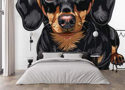 Dachshund Dog adorable art vector illustration Wall mural