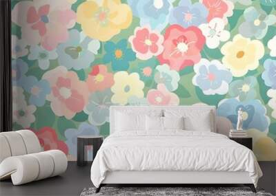 floral garden bloom flower pattern seamless wallpaper design illustration ornament decor Wall mural