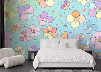 floral garden bloom flower pattern seamless wallpaper design illustration ornament decor Wall mural